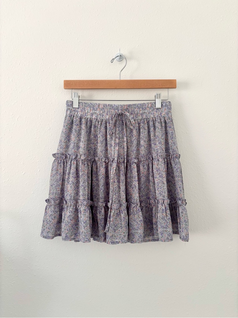 Light Purple Floral Tiered Skirt